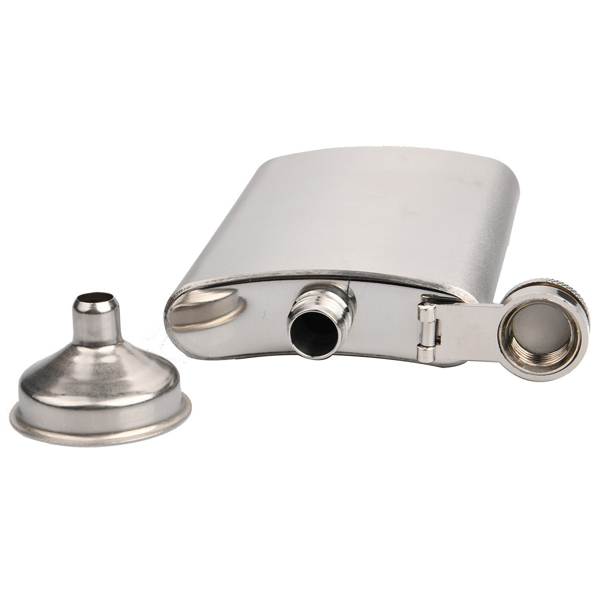 男士酒壶便携式户外随身窄版4盎司不锈钢酒壶酒瓶带小漏斗91g