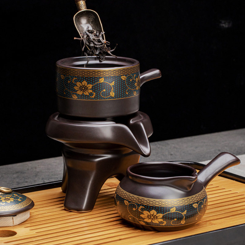 石磨创意懒人茶具套装客厅简约旋转出水家用全自动功夫茶具泡茶器