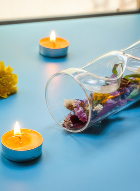 玻璃三孔烛台酒吧特色装饰创意欧式客厅餐桌烛台家居装饰摆件