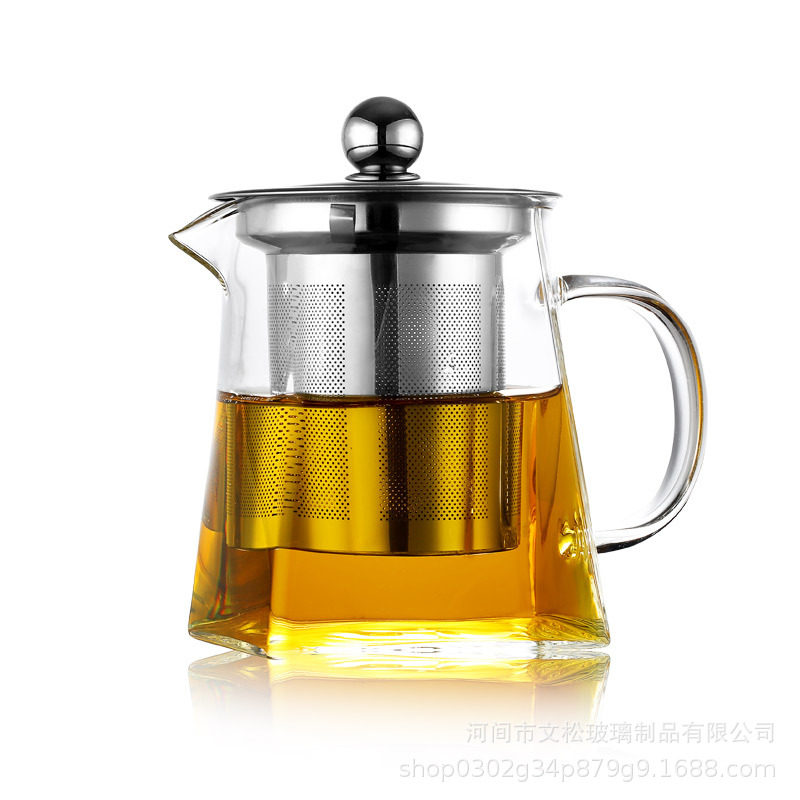 家用玻璃茶壶 四方公道杯分茶器茶海高硼硅玻璃茶壶四方钢漏壶