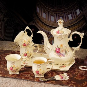 欧式茶具套装带托盘陶瓷英式下午茶咖啡杯套装茶壶整套结婚礼物
