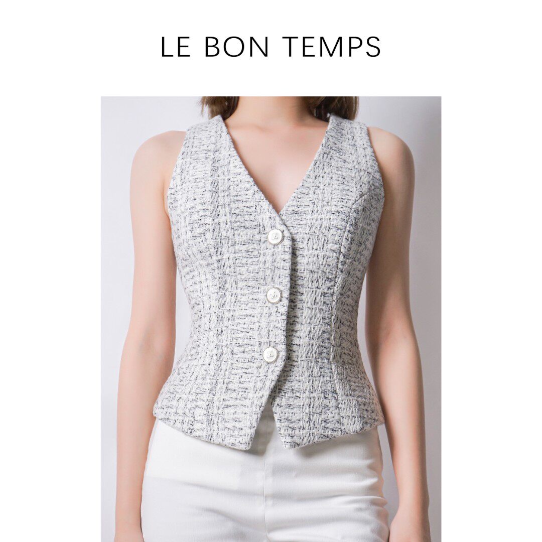 【LE BON TEMPS】秋冬新款法式V领名媛气质小香马甲背心c801126