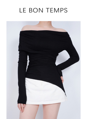 【LBT&初春款】修身显瘦斜肩长袖上衣c800839