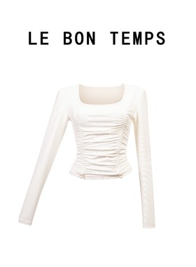 【LE BON TEMPS】T恤方领褶裥修身上衣c800686