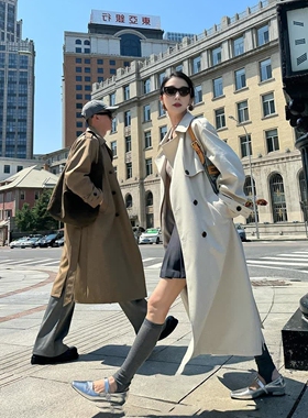 日本offcat白色风衣外套女2025年秋装新品高级感双排扣中长款英伦