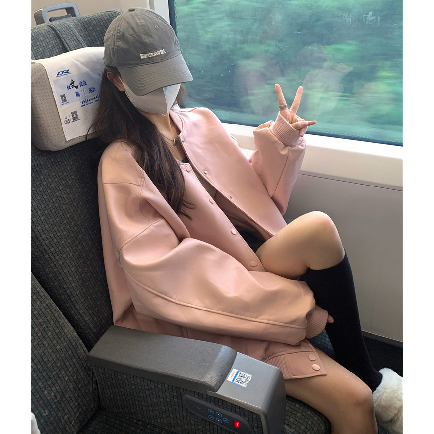 日本offcat联名纯色棒球服女款春季新款宽松外套长袖夹克上衣