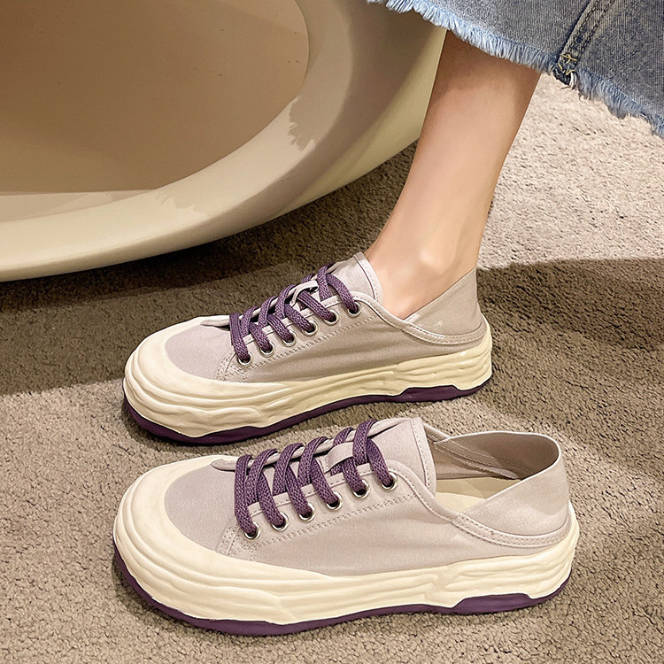 日本offcat联名帆布鞋女款春季2025超火日系复古小众厚底板鞋