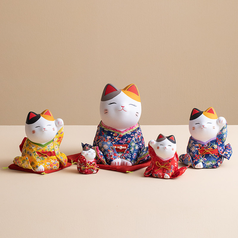 喵侍日本可爱和服招财猫摆件日式客厅玄关装饰品送朋友乔迁礼物