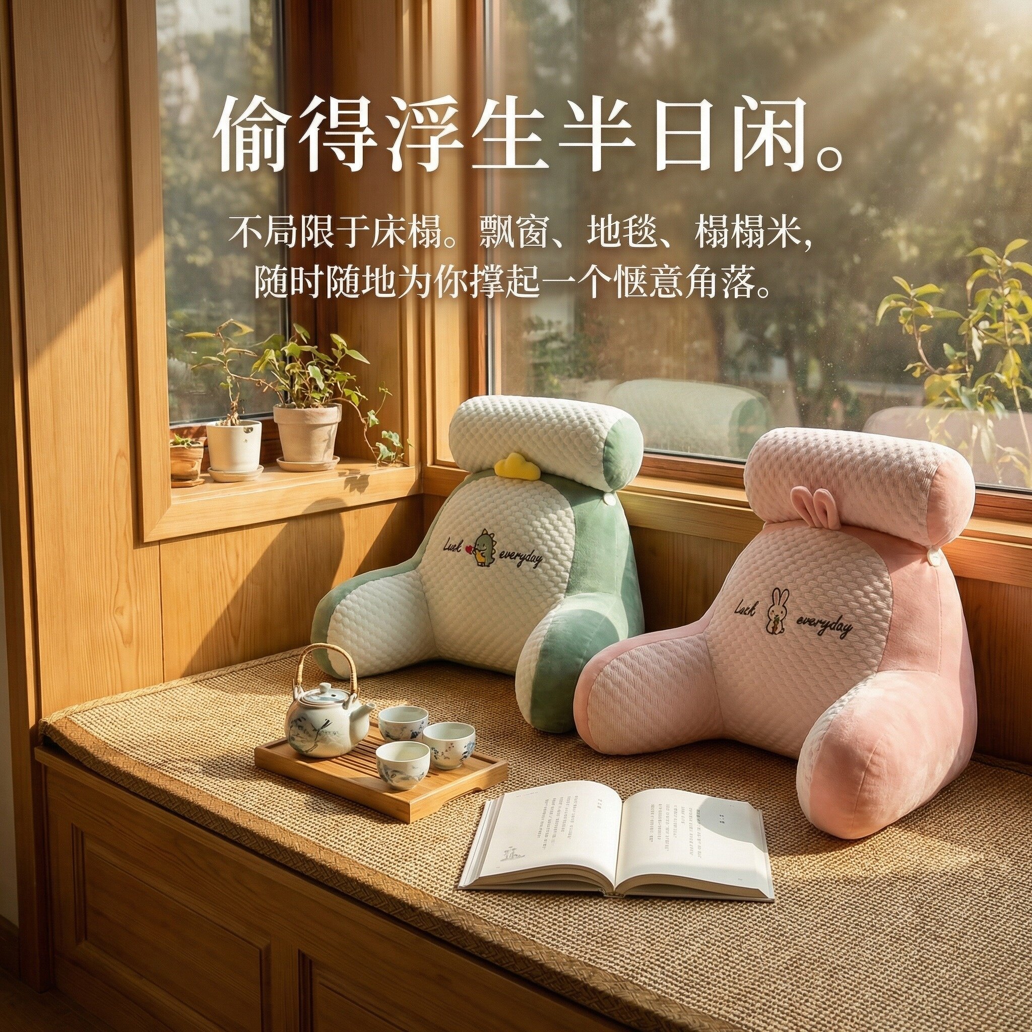冰豆豆床上靠枕靠背垫床头软包抱枕女生腰靠可拆洗玩手机护腰神器