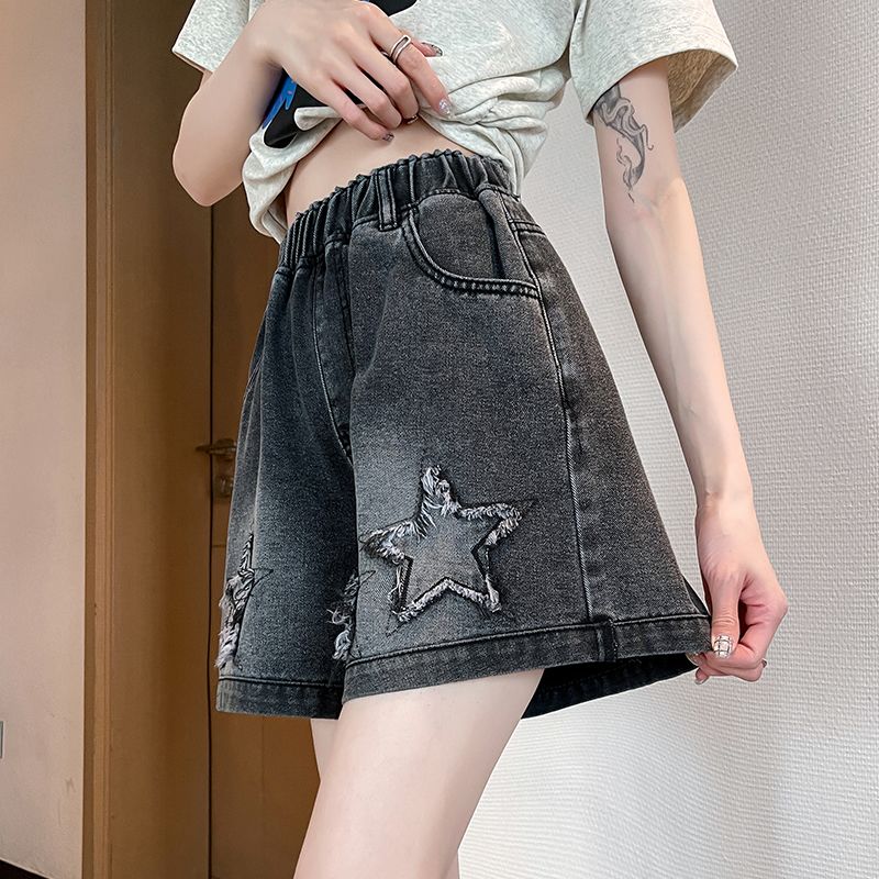 蝴蝶钉珠微喇牛仔裤女2026年春装新款高腰显瘦八分九分小个子喇叭