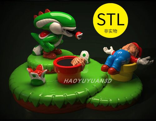 马里奥玛丽异形场景3D打印stl素材模型手办文件Q版