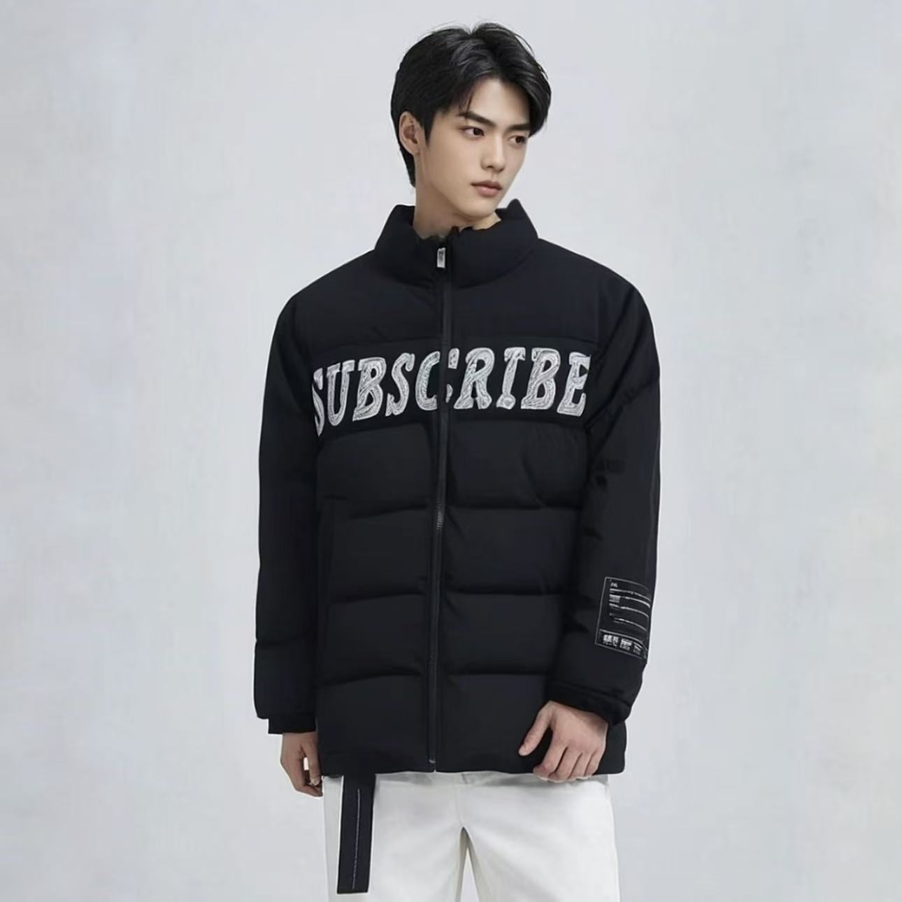 【鱼姐&双11品牌服装】男士冬季立领时尚百搭休闲印花羽绒服4152