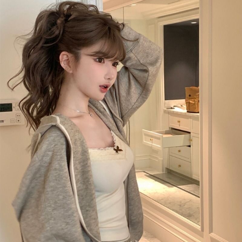吊带背心女蕾丝蝴蝶结胸垫甜辣风内穿外搭修身百搭短款上衣