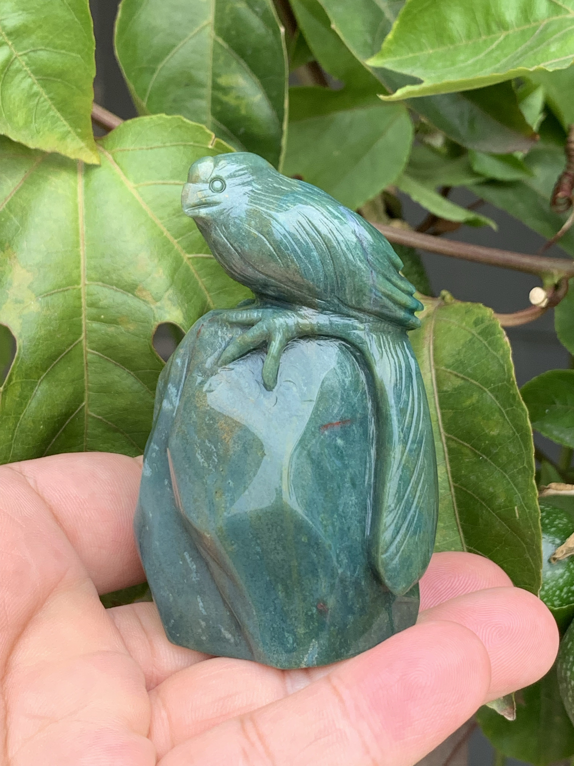 特价放漏，天然印尼七彩玉三色料精品小鸟摆件