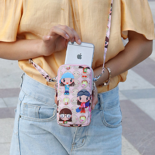 桃梓卡通单肩挂脖手机包