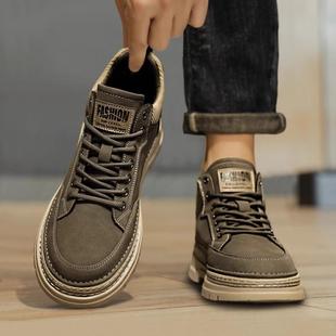 覆古马丁靴男款低帮冬季加绒2025新款卡其英伦休闲工装秋冬款男鞋