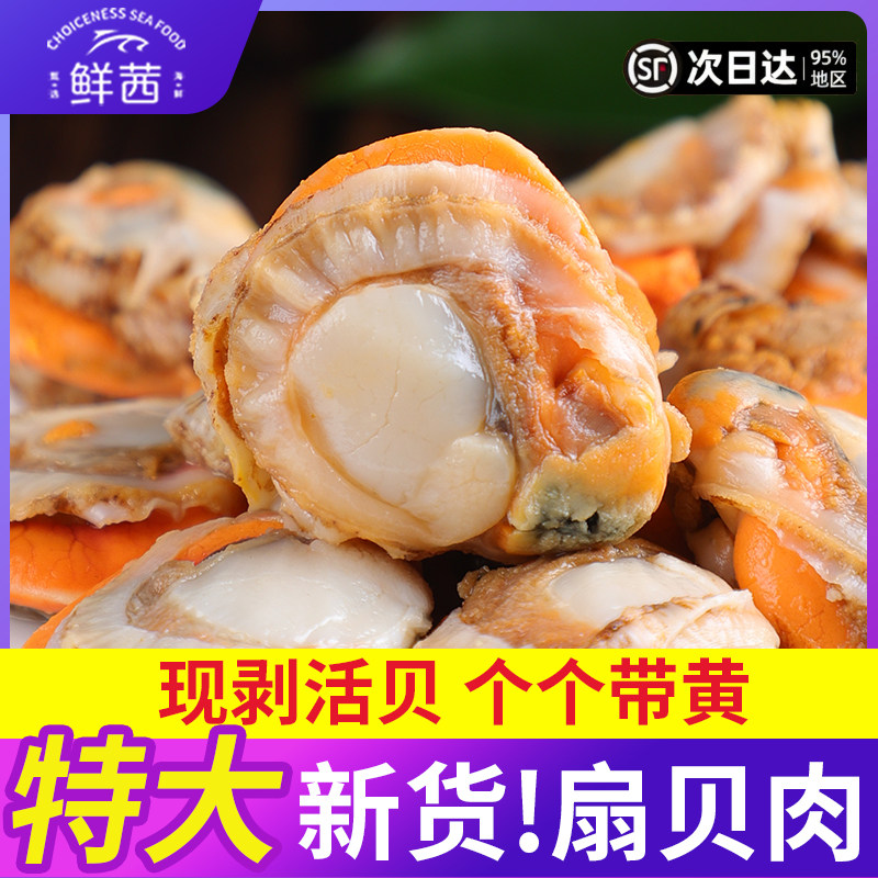 新鲜扇贝肉带黄冷冻特大扇贝肉超大海鲜水产烧烤蒜蓉鲜贝商用批发,水产肉类/新鲜蔬果/熟食,贝类制品,淘宝优惠券,粉丝福利购,淘宝优惠卷