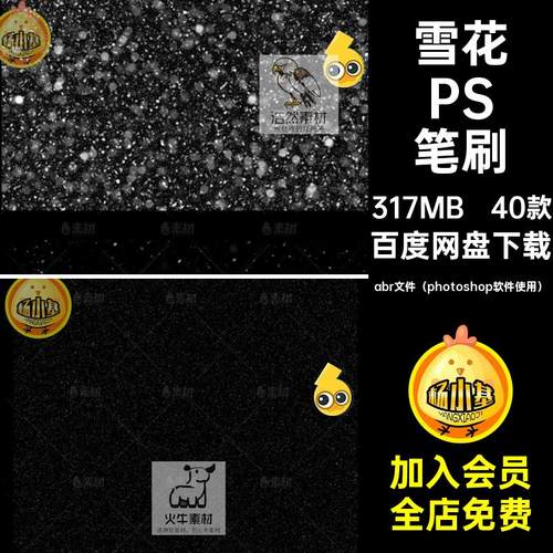 下雪效果大雪花飘雪白色圣诞节冬季冬天暴雪ps笔刷背景图片素材