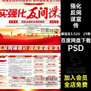 强化反间谋宣传PSD海报展板素材反间谍国家安全牢保密知识意识