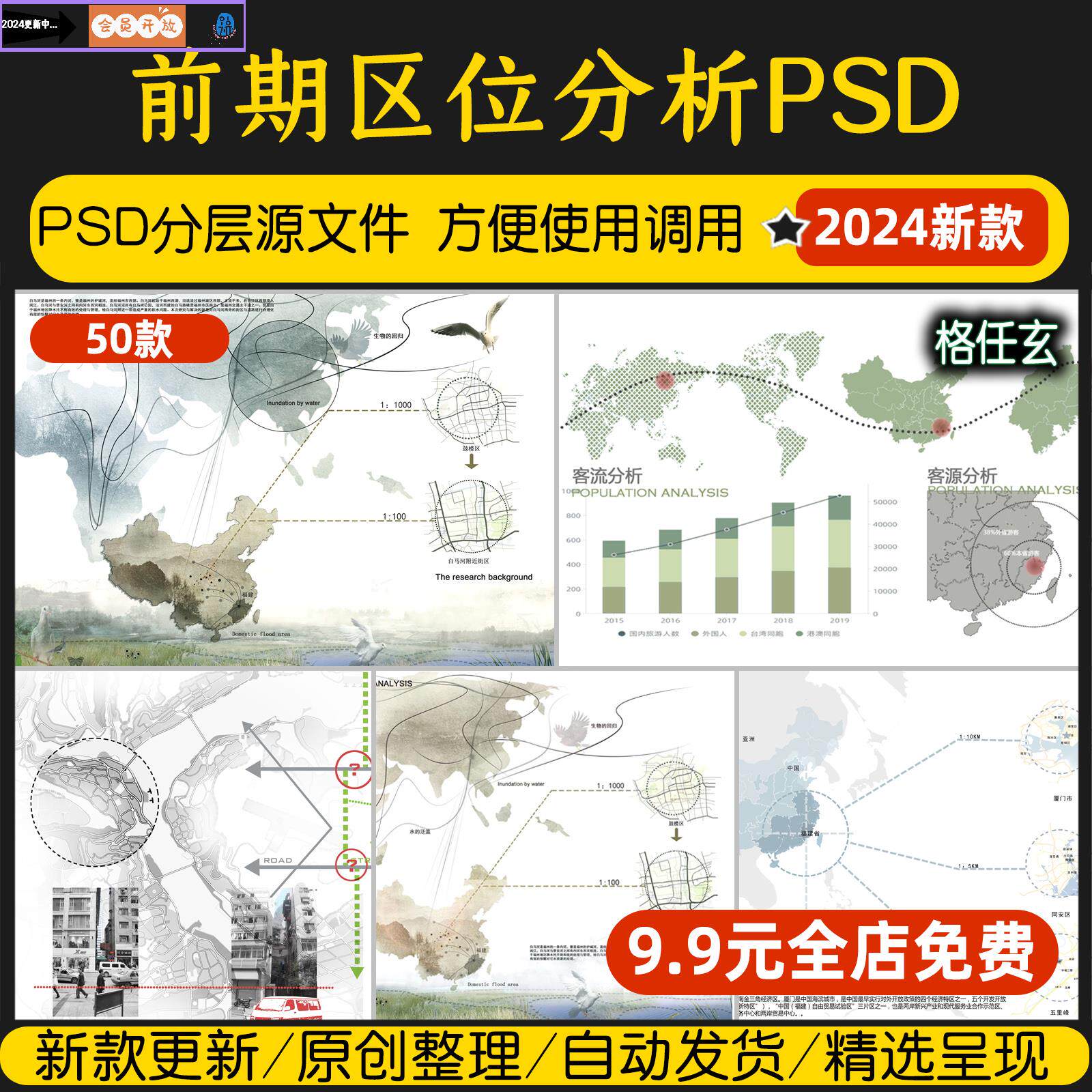 城市规划景观竞赛风小清新流线前期区位分析图psd文件ps展板素材