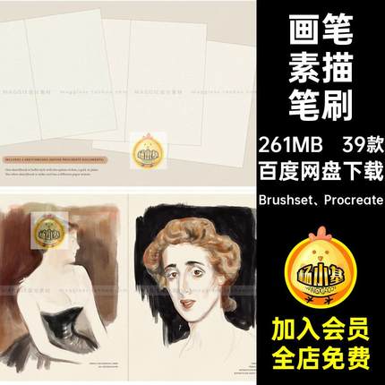 铅笔素描笔刷水彩笔插Daily日常Procreate木炭画笔钢39款Sketch