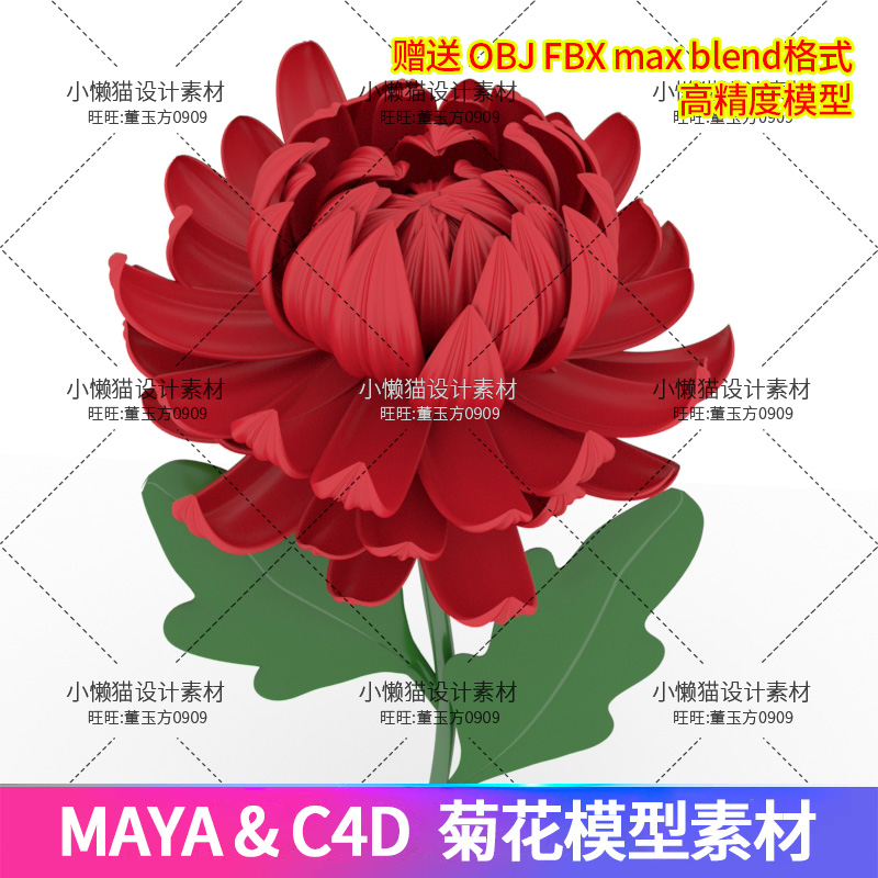 Maya菊花blender鲜花3dmax花卉c4d菊花obj fbx菊花模型素材-07320