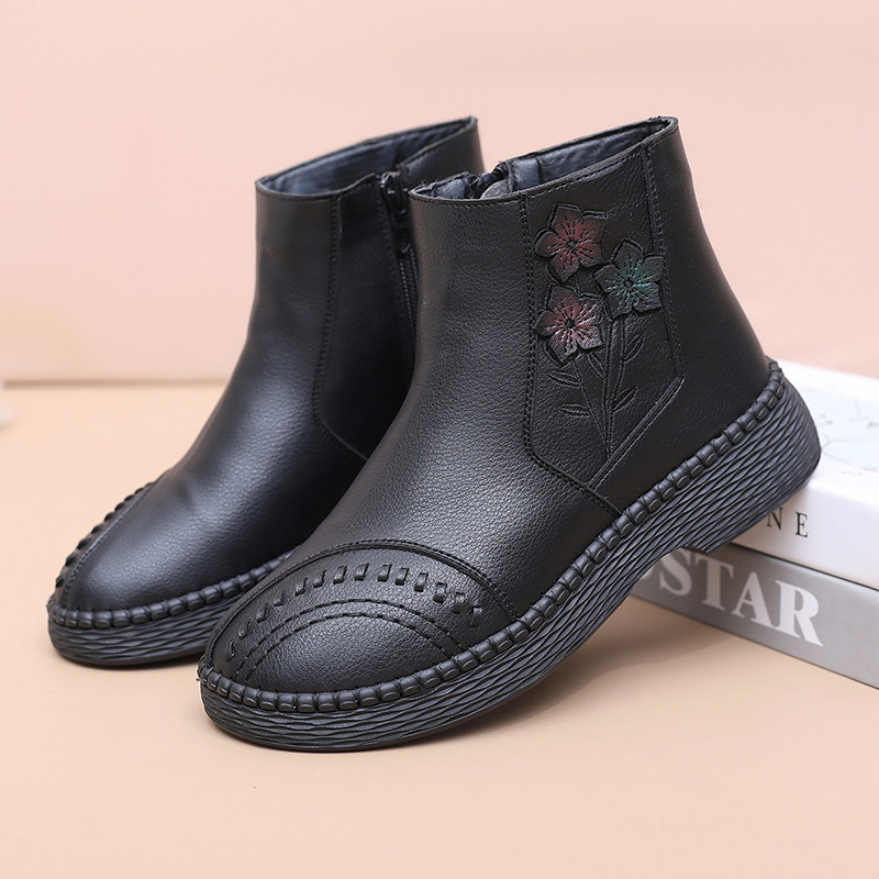 老北京布鞋女冬季加绒加厚保暖防水中老年妈妈仿皮防滑橡胶底棉鞋,女鞋,棉鞋,淘宝优惠券,粉丝福利购,淘宝优惠卷