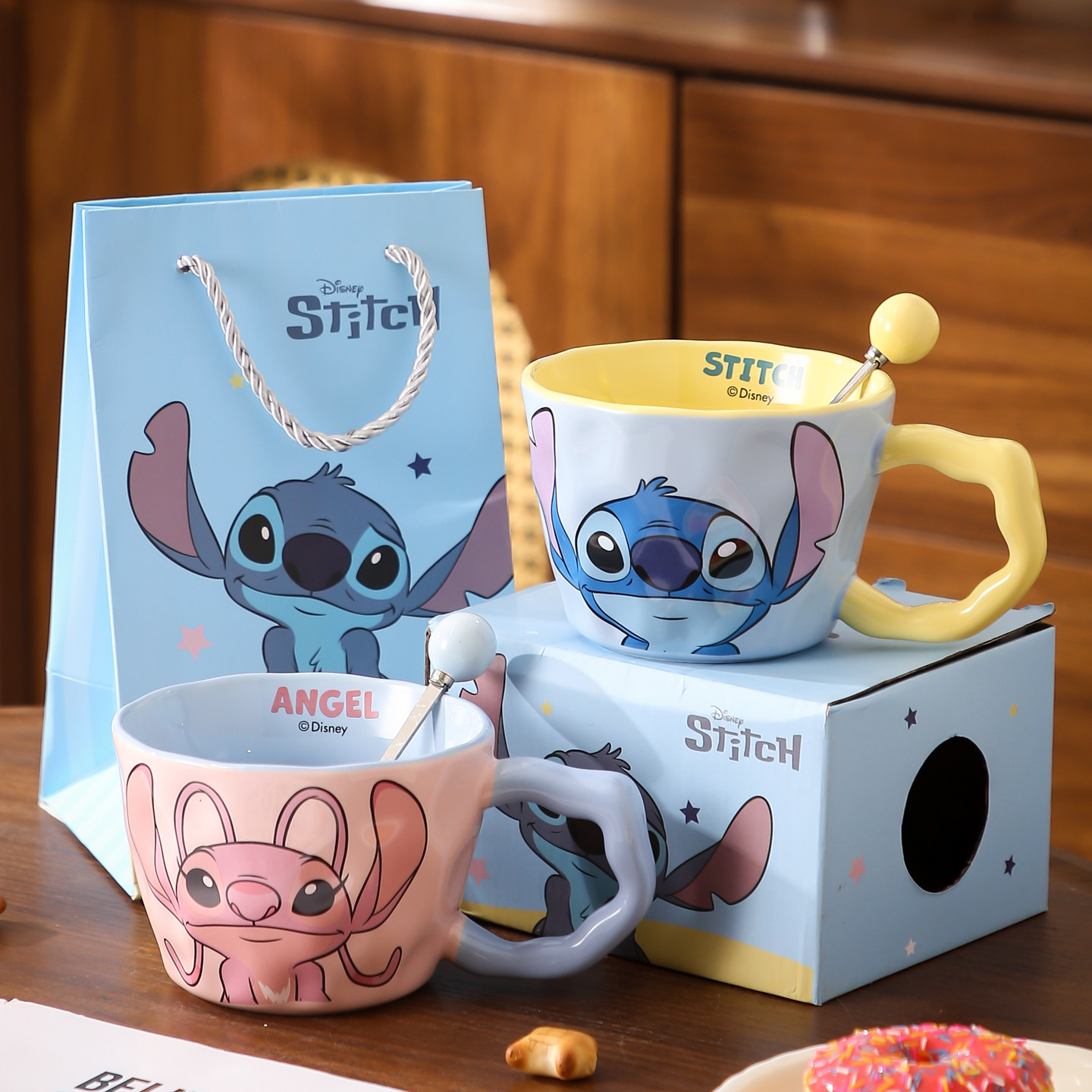 正版迪士尼史迪仔马克杯大容量情侣办公室陶瓷水杯女生日礼物杯子,餐饮具,马克杯,淘宝优惠券,粉丝福利购,淘宝优惠卷