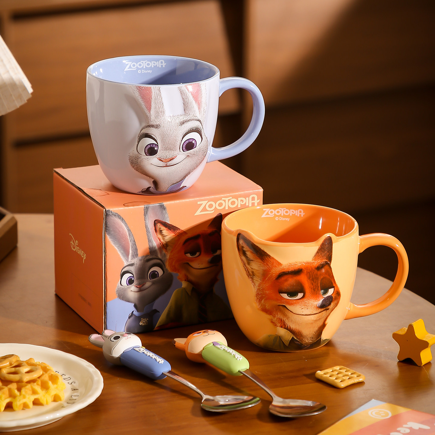 疯狂动物城3D浮雕马克杯情侣陶瓷水杯家用高颜值生日伴手礼物杯子