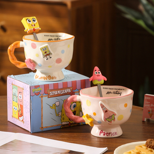 正版 海绵宝宝联名马克杯高颜值情侣陶瓷水杯女生日礼物伴手礼杯子