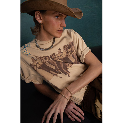 UMAMIISM 有茂密声 22SS 淘金热庆宴舞会复古电影人物印花短袖T恤