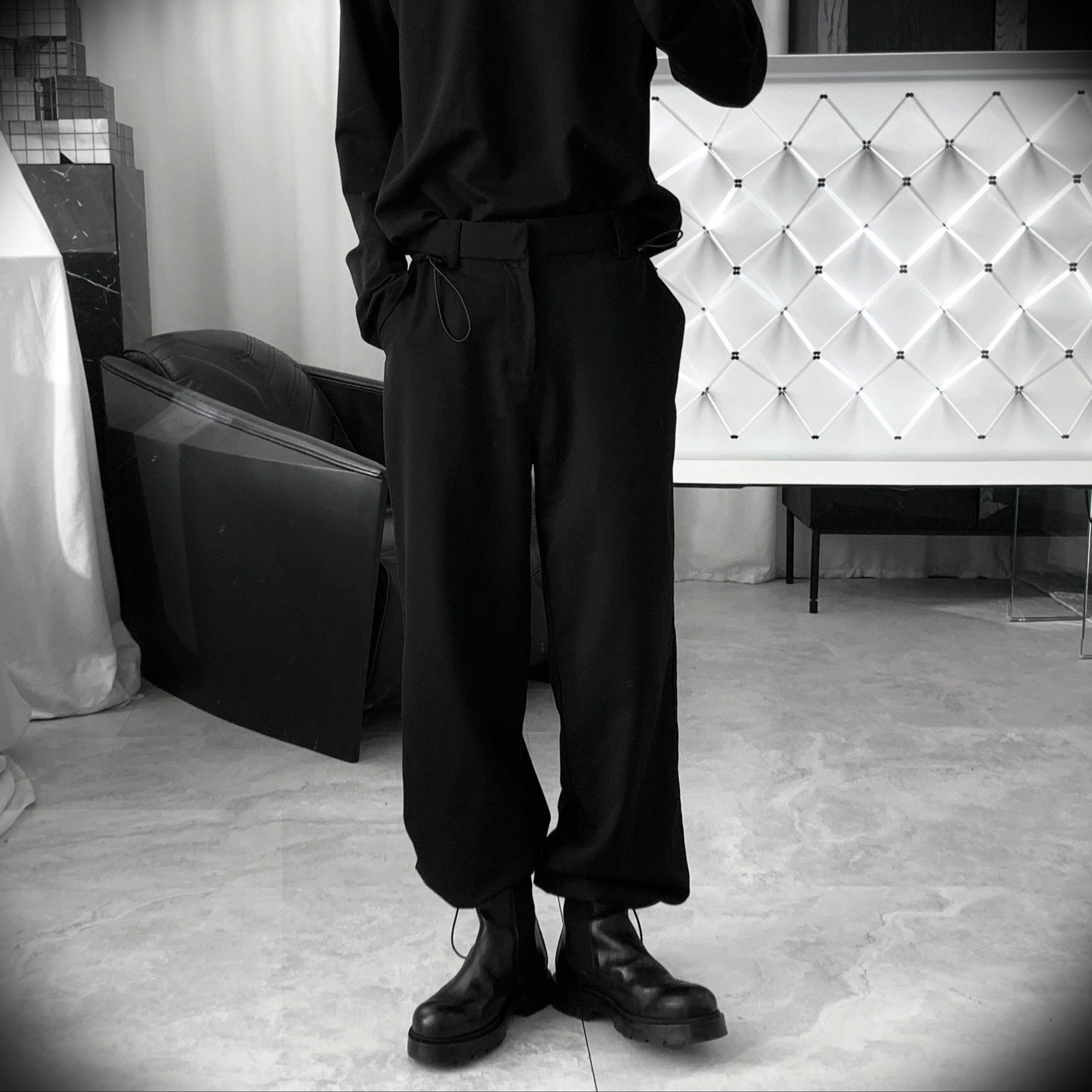 短句先生抽绳束脚西装裤直筒宽松韩版休闲长裤垂感工装裤子男夏季