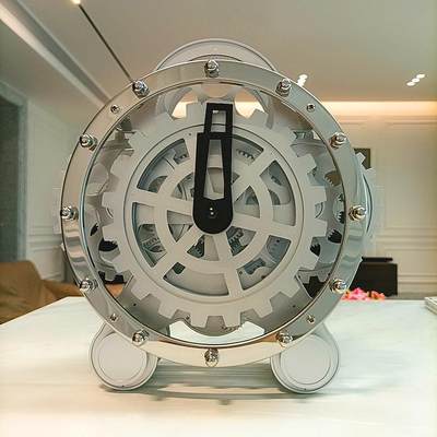 妙刻客厅钟欧式座钟双脚齿轮旋转钟创意钟表时钟不锈钢装饰表
