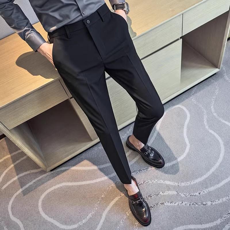 2024新款春秋季商务休闲西裤男士正装垂感修身西服裤九分西装裤子