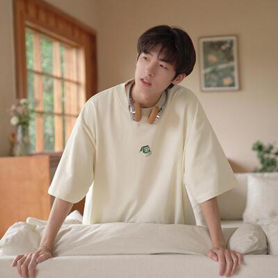 GOGOSOON男装T恤270g夏季新款男生短袖宽松白色青少年半袖上衣服