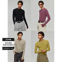 Simple Project秋新款分割线迹基础紧身圆领打底印花长袖T恤 男款