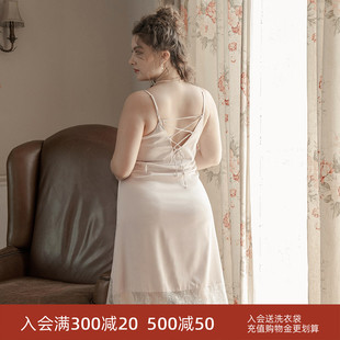 吊带睡裙胖mm性感宽松睡衣女士家居服超薄款 EMMAROSE春夏蕾丝大码