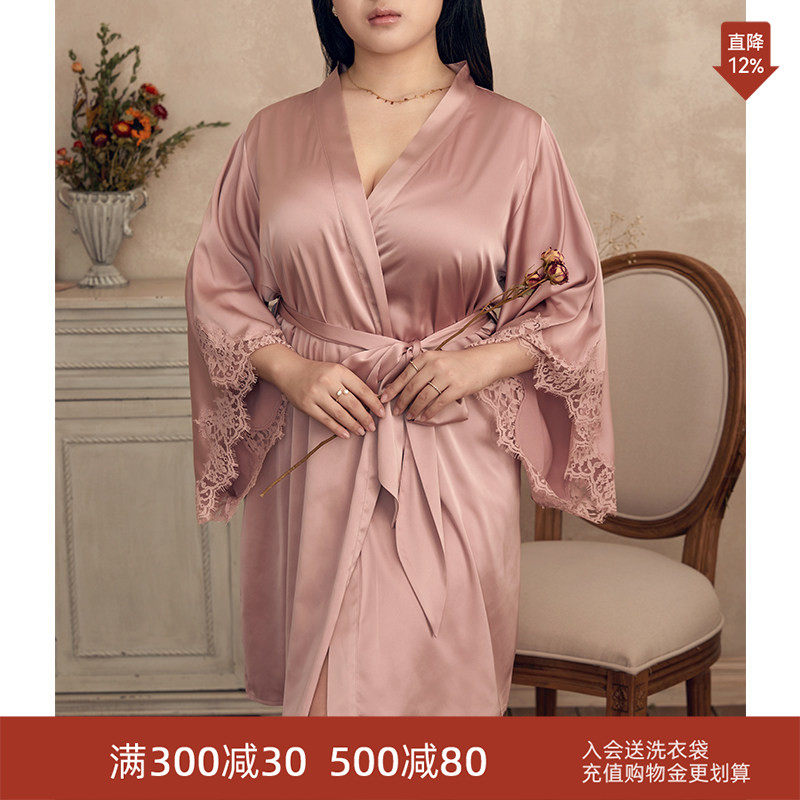 EMMAROSE春夏大码睡袍女士胖mm浴袍宽松舒适短款家居服薄款睡衣,女士内衣/男士内衣/家居服,睡袍/浴袍,淘宝优惠券,粉丝福利购,淘宝优惠卷