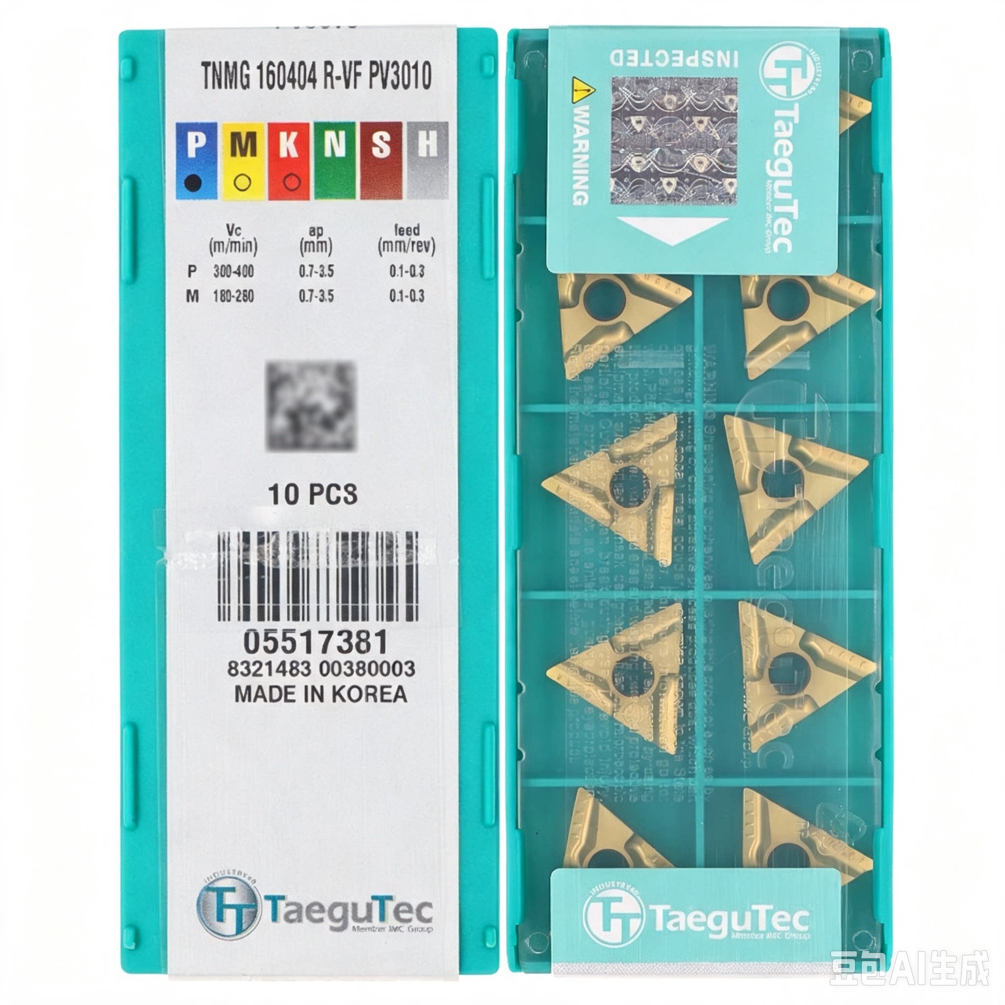 韩国特固克 Taegutec 数控刀片 TNMG160404R-VF PV3010 陶瓷涂层