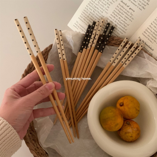 一木宁 波点筷子天然竹木成人竹筷防霉耐高温好夹一人一筷 5双装
