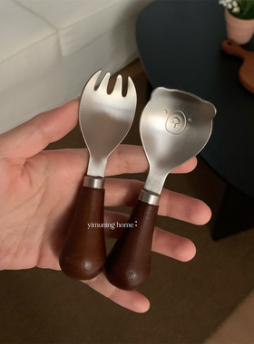 一木宁 304不锈钢可站立勺叉子家用儿童吃饭套装甜品汤勺婴儿勺叉