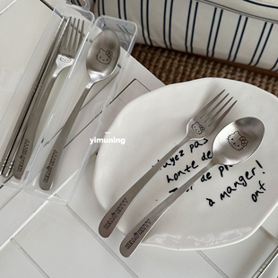 一木宁 hellokitty304不锈钢筷勺叉子开学生上班族便携餐具三件套