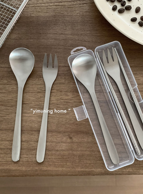 一木宁 ins无印风便携餐具刀叉勺三件套家用简约套装牛排刀甜品叉