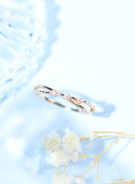 nojess百搭交叉锆石戒指925银戒日系轻珠宝ins小清新饰品配饰