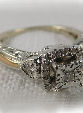 华杰 wish热卖双色镶白色锆石戒指 欧美跨境热卖女性周年爱情戒指