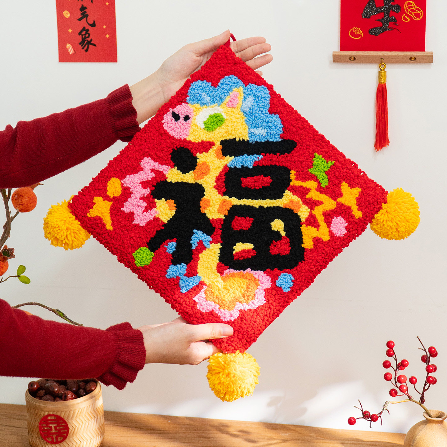 闲惠居家 马年手作春联福字贴戳戳绣手工diy材料包刺绣新年装饰,居家布艺,戳戳绣,淘宝优惠券,粉丝福利购,淘宝优惠卷