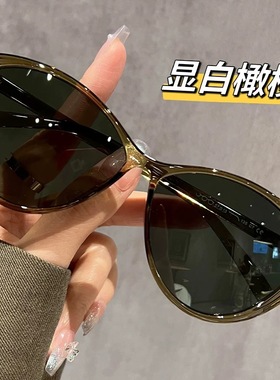 日本品质复古潮流猫眼型墨镜女近视可带度数遮阳防紫外线大框太阳