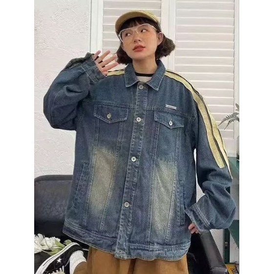 日本品质美式复古水洗牛仔外套男女秋季高街痞帅情侣夹克青少年百