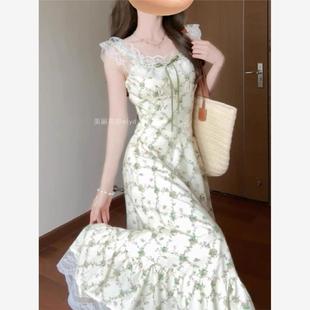2025夏季 碎花吊带连衣裙女轻奢收腰百搭长裙子 新款 高级感茶歇法式