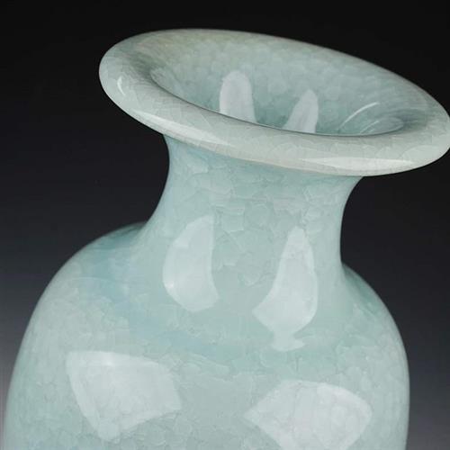 高档景德镇陶瓷器 仿古钧瓷裂纹釉冰片花瓶 现代客厅家居装饰品摆